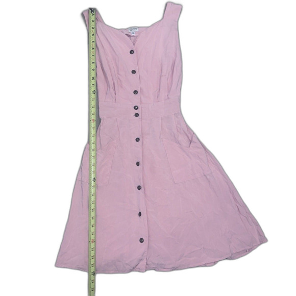 Field Day Rayon Coral Peachy Cottagecore Dress Metal Buttons Sz M MSRP $120 - Picture 3 of 10